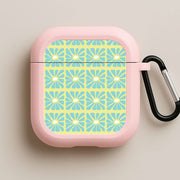 Square Abstract Flowers Blue AirPods Case 4