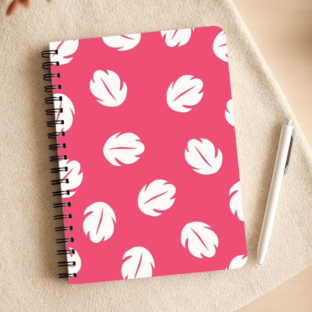 Red And White Cartoon Leaves Pattern Notepad
