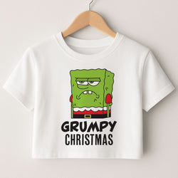 Grumpy Christmas Cartoon Sponge Crop Top
