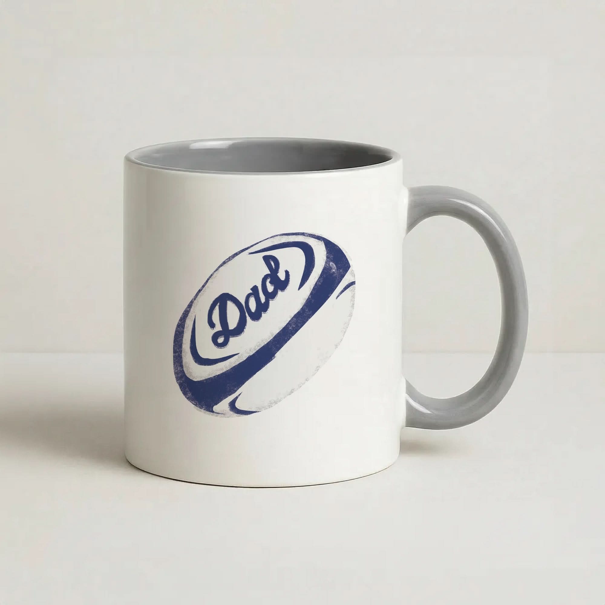 Dad Rugby Ball Grey Mug
