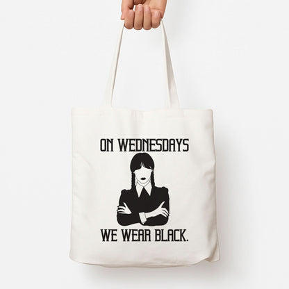 On Wednesdays We Wear Black Tote Bag