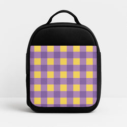 Purple And Yellow Checkered Pattern Insulated Lunch Bag