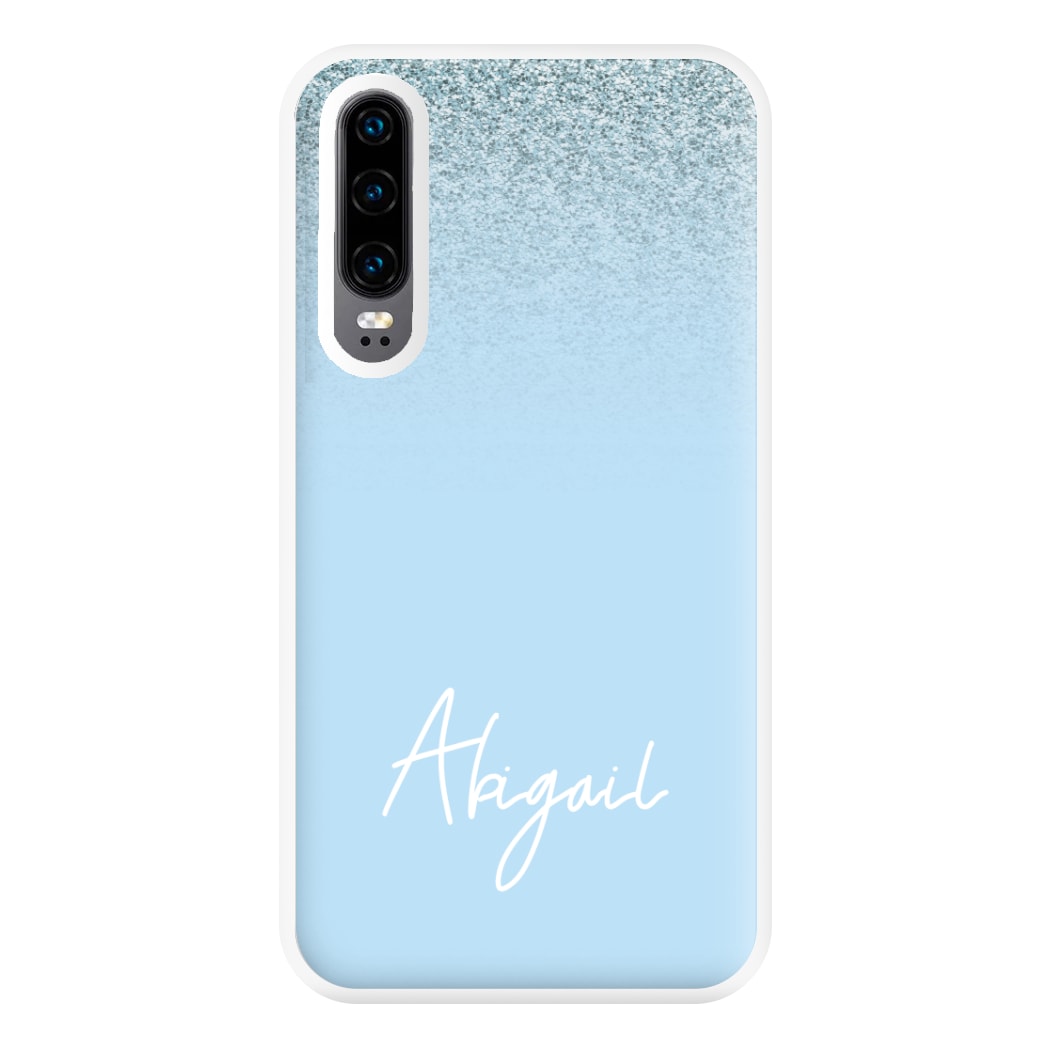 Blue Glitter Personalised Name Huawei P30 Case