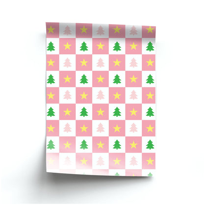 Pink And Green Tree Pattern Poster