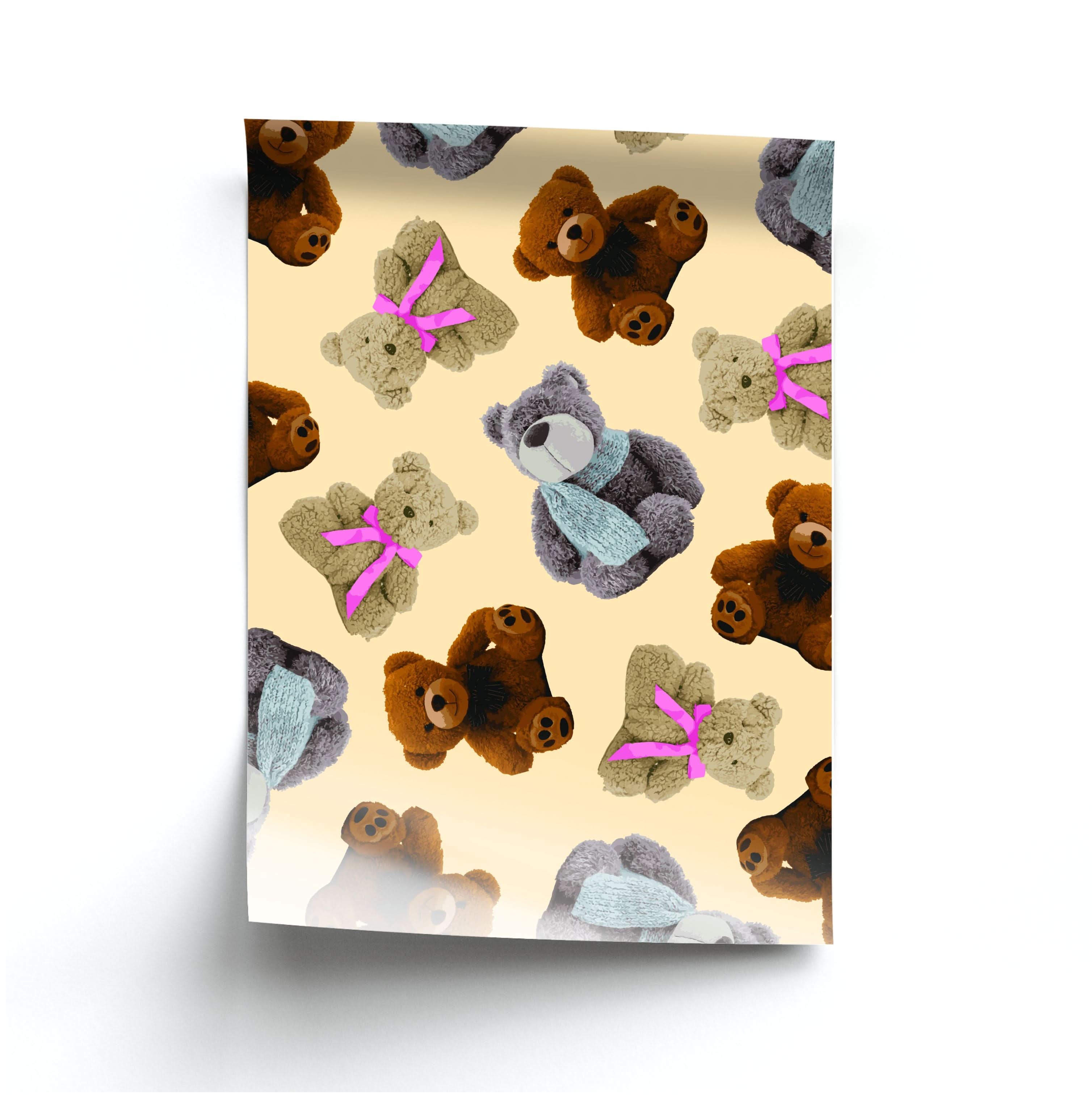 Assortment Of Teddies Pattern Poster