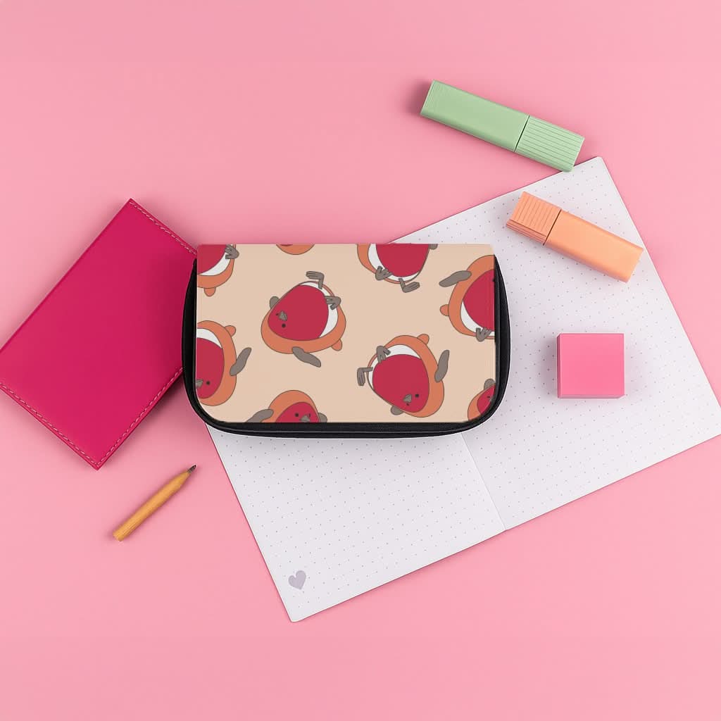Christmas Robin Plush Pattern Pencil Case