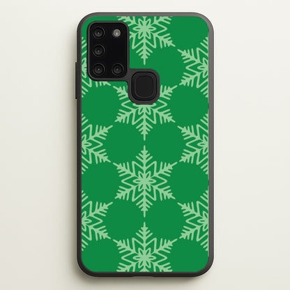 Green Giant Snowflakes Christmas Pattern Galaxy A21s Case