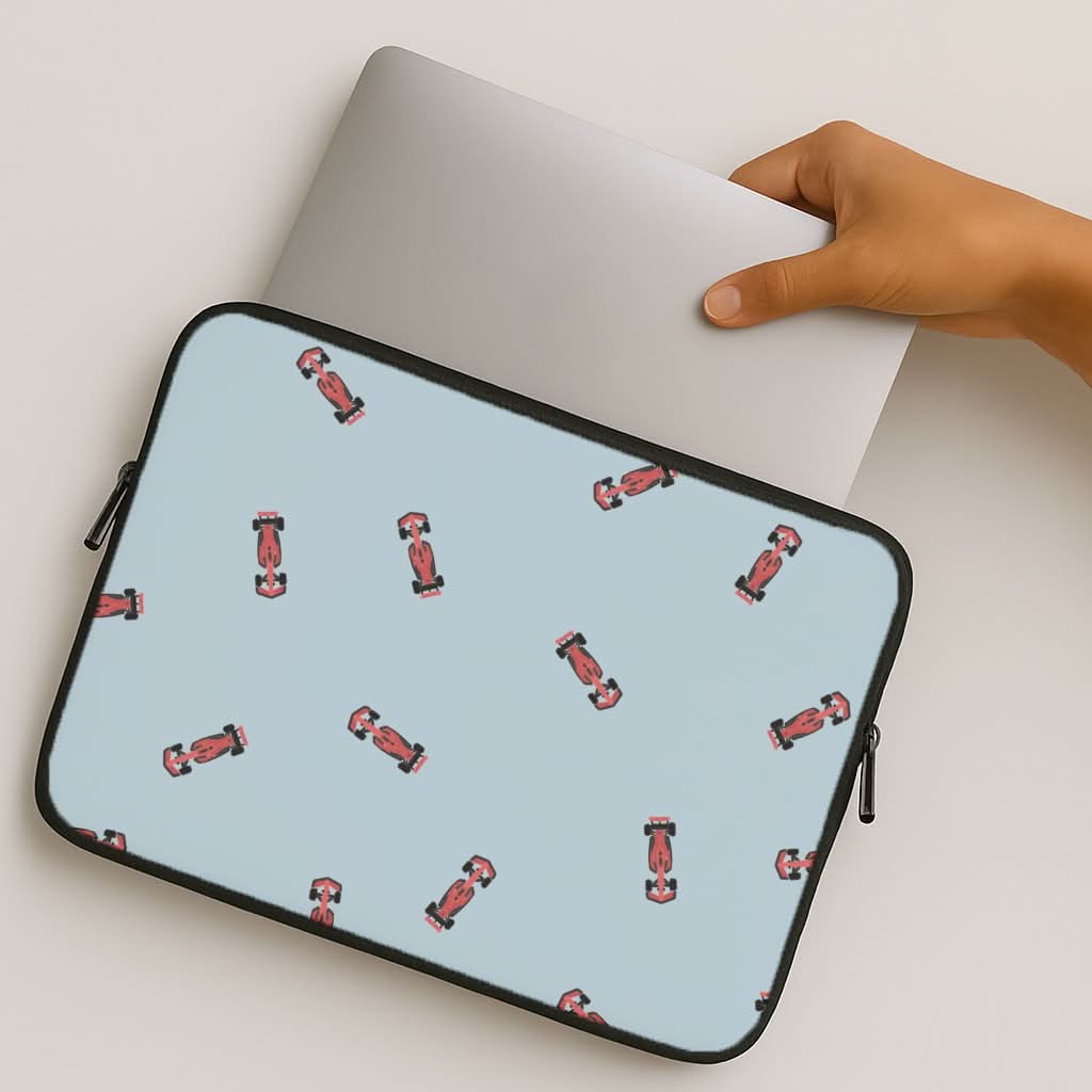 Race Cars Pattern Blue MacBook Cover
