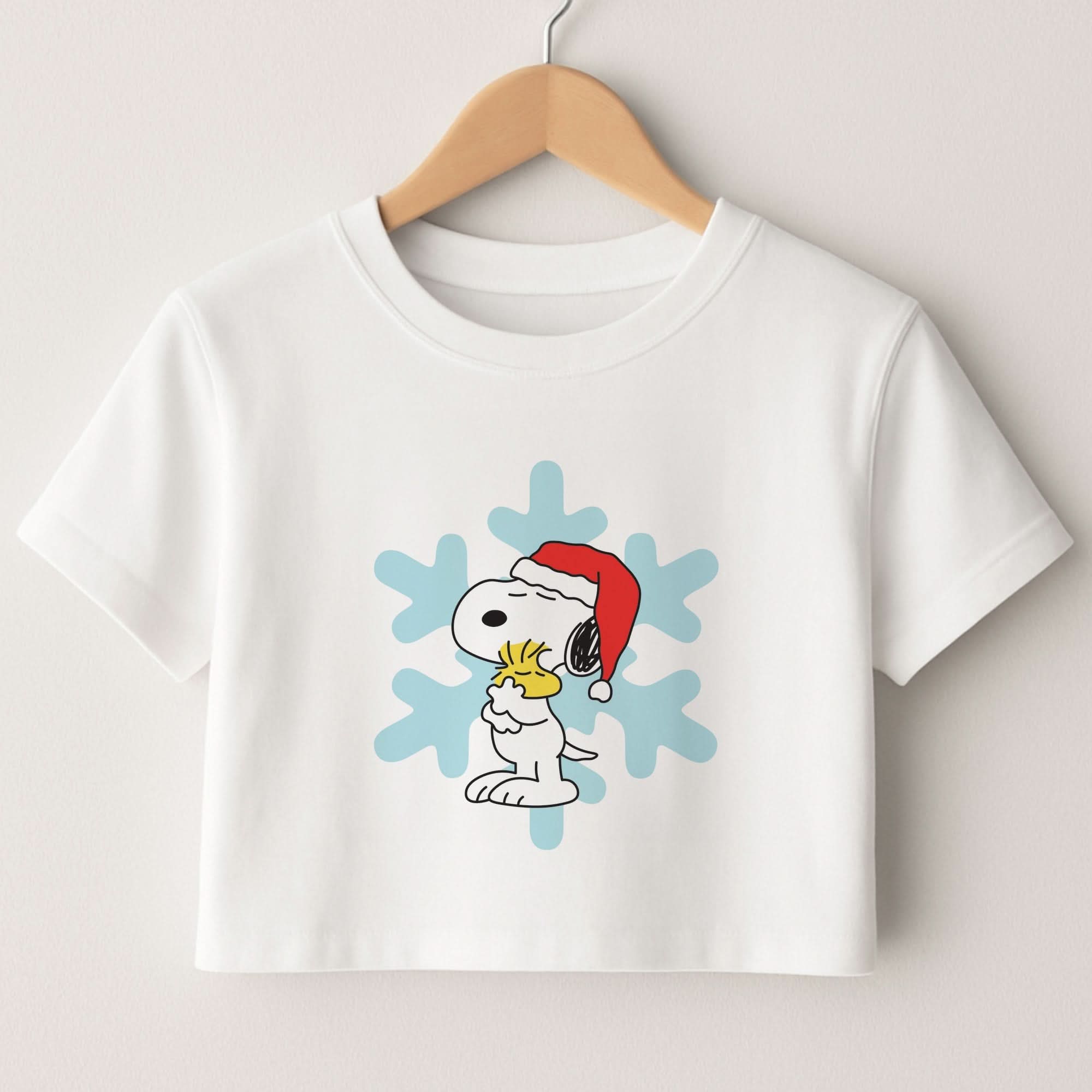 Christmas Cartoon Beagle And Bird  Crop top