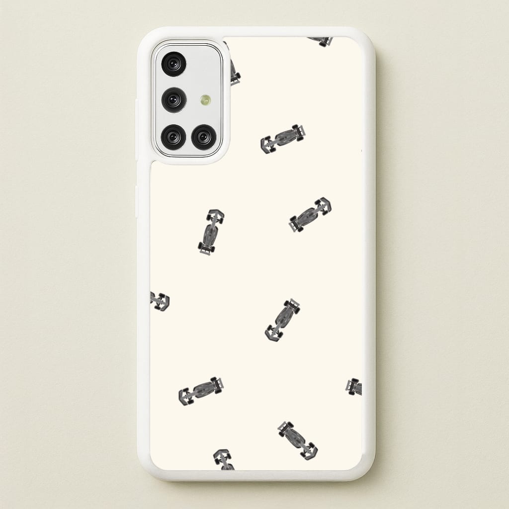 Race Cars Pattern Off White Galaxy A71 Case