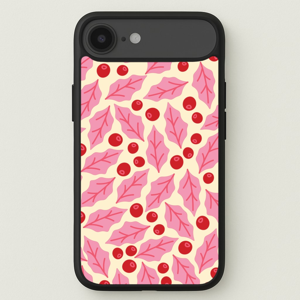 Pink Holly And Berries Pattern iPhone 17 Air Case