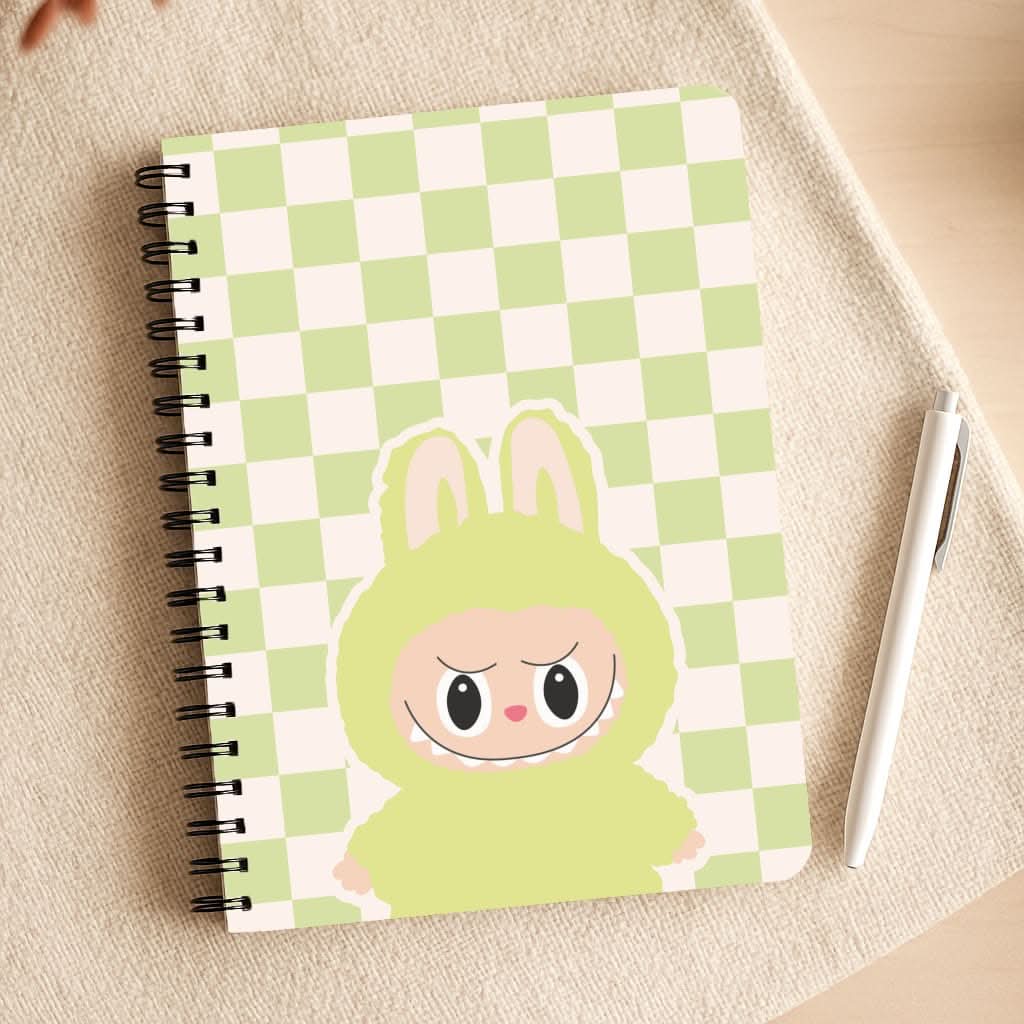 Checkered Cute Green Monster  Notepad