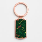 Colourful Christmas Tree Outlines Pattern Luxury Keyring 4