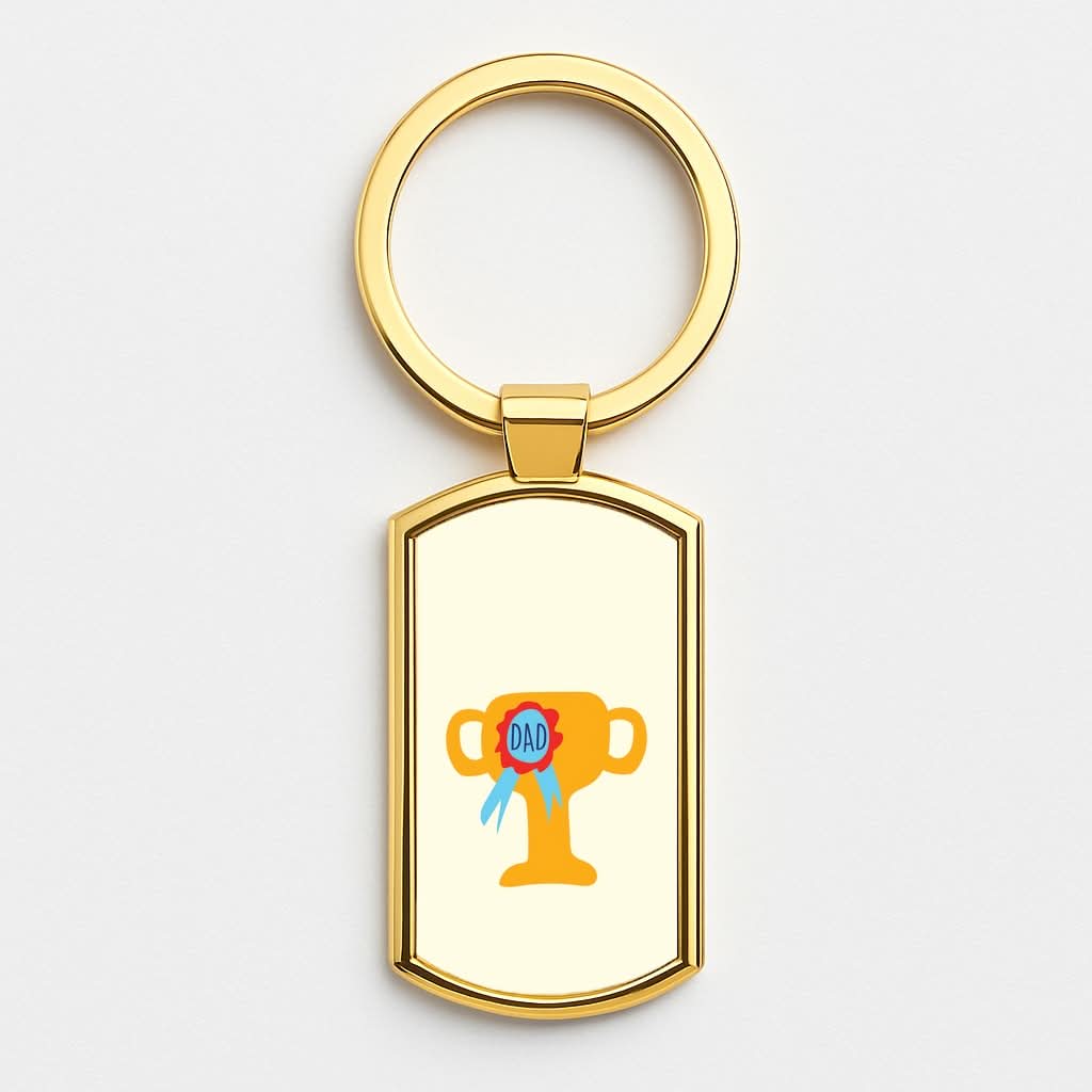 Cartoon Dad Trophy Gold Keyring