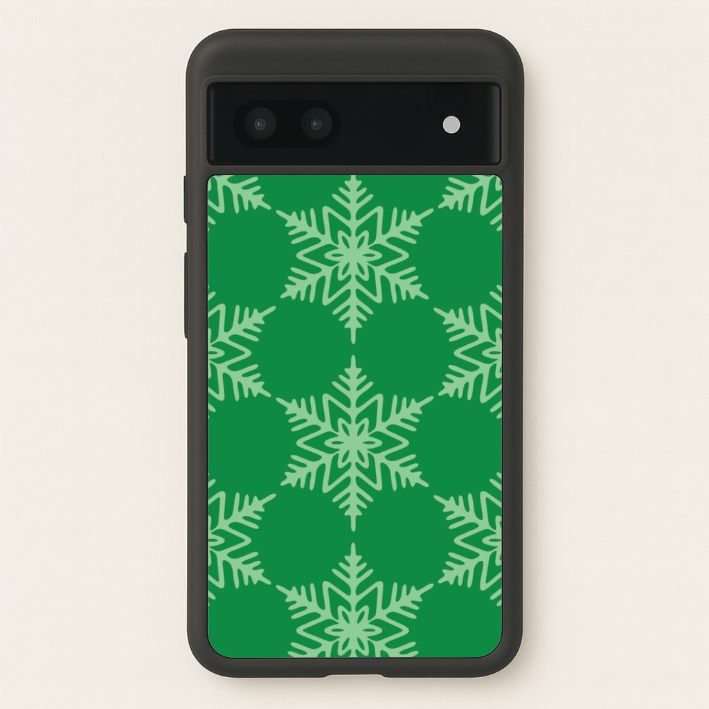 Green Giant Snowflakes Christmas Pattern Google Pixel 6a Case