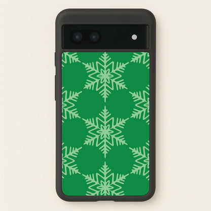 Green Giant Snowflakes Christmas Pattern Google Pixel 6a Case