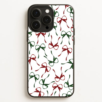 Red And Green Coquette Christmas Bows Pattern iPhone 12 Pro Max Case