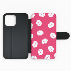 Red And White Cartoon Leaves Pattern Flip Phone Case