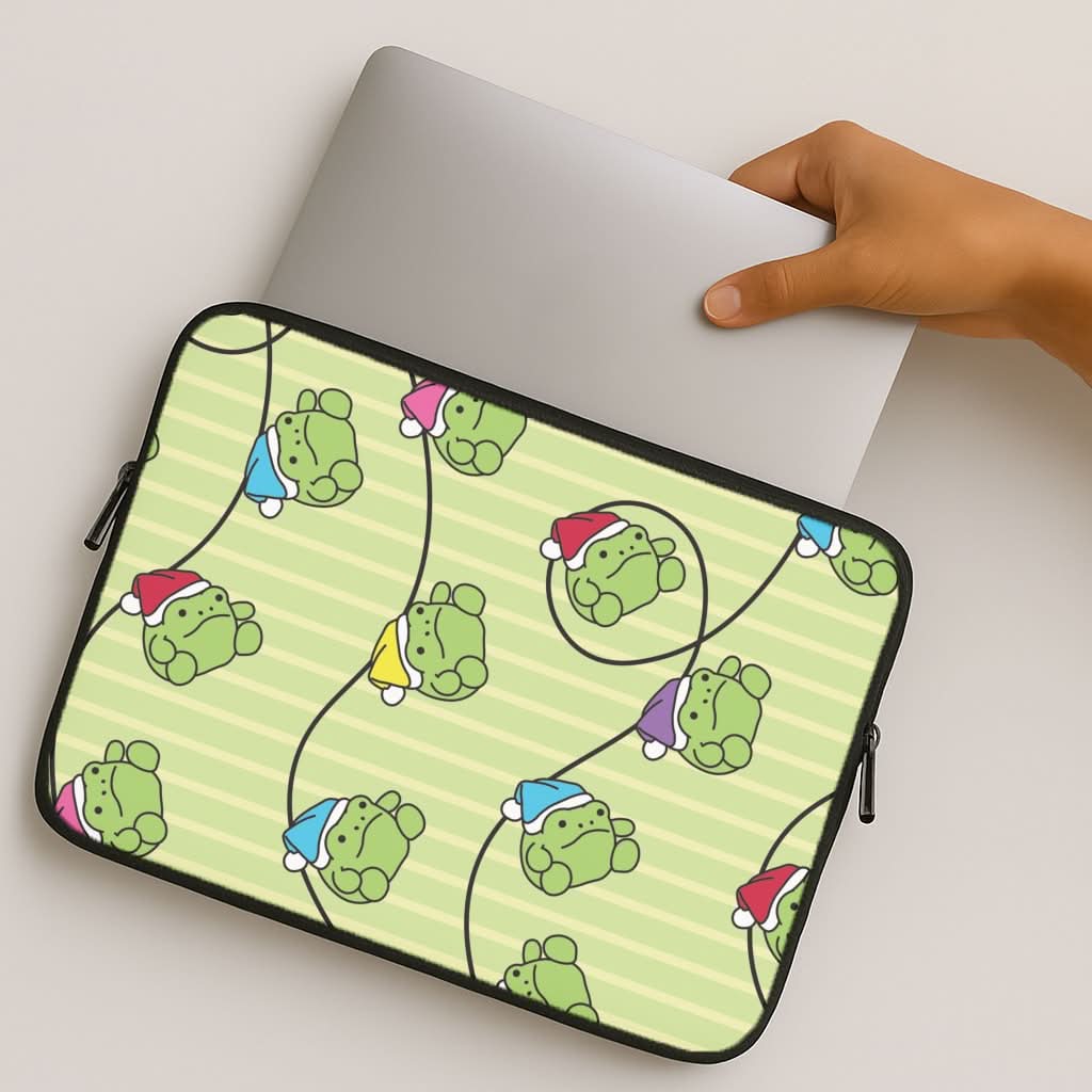 Christmas Frog Plush Fairylights Pattern MacBook Cover