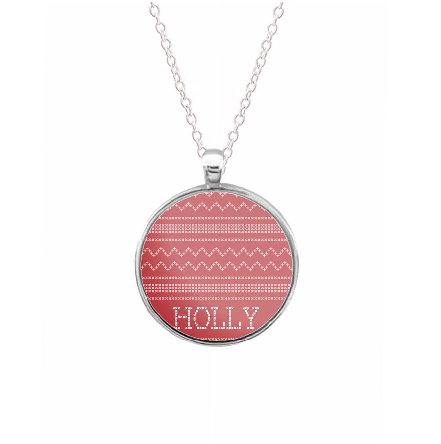 Personalised Christmas Jumper Red Necklace