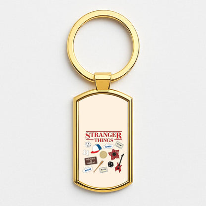 Stranger Things Cartoon Icons Gold Keyring