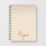 Peach Glitter Personalised Name Notebook 1