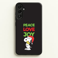 Peace, Love, Joy Christmas Cartoon Beagle Galaxy A36 Case