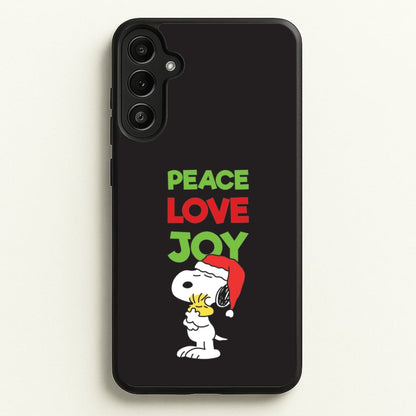 Peace, Love, Joy Christmas Cartoon Beagle Galaxy A36 Case