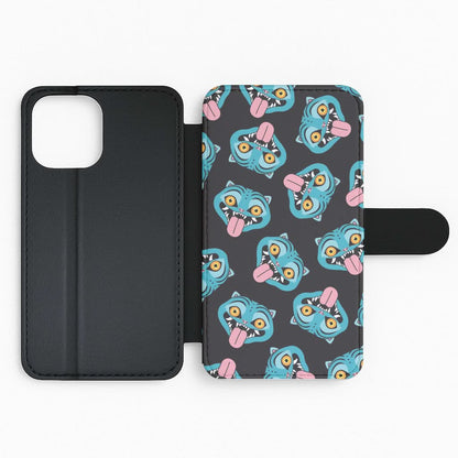Demon Cat Pattern Flip Phone Case