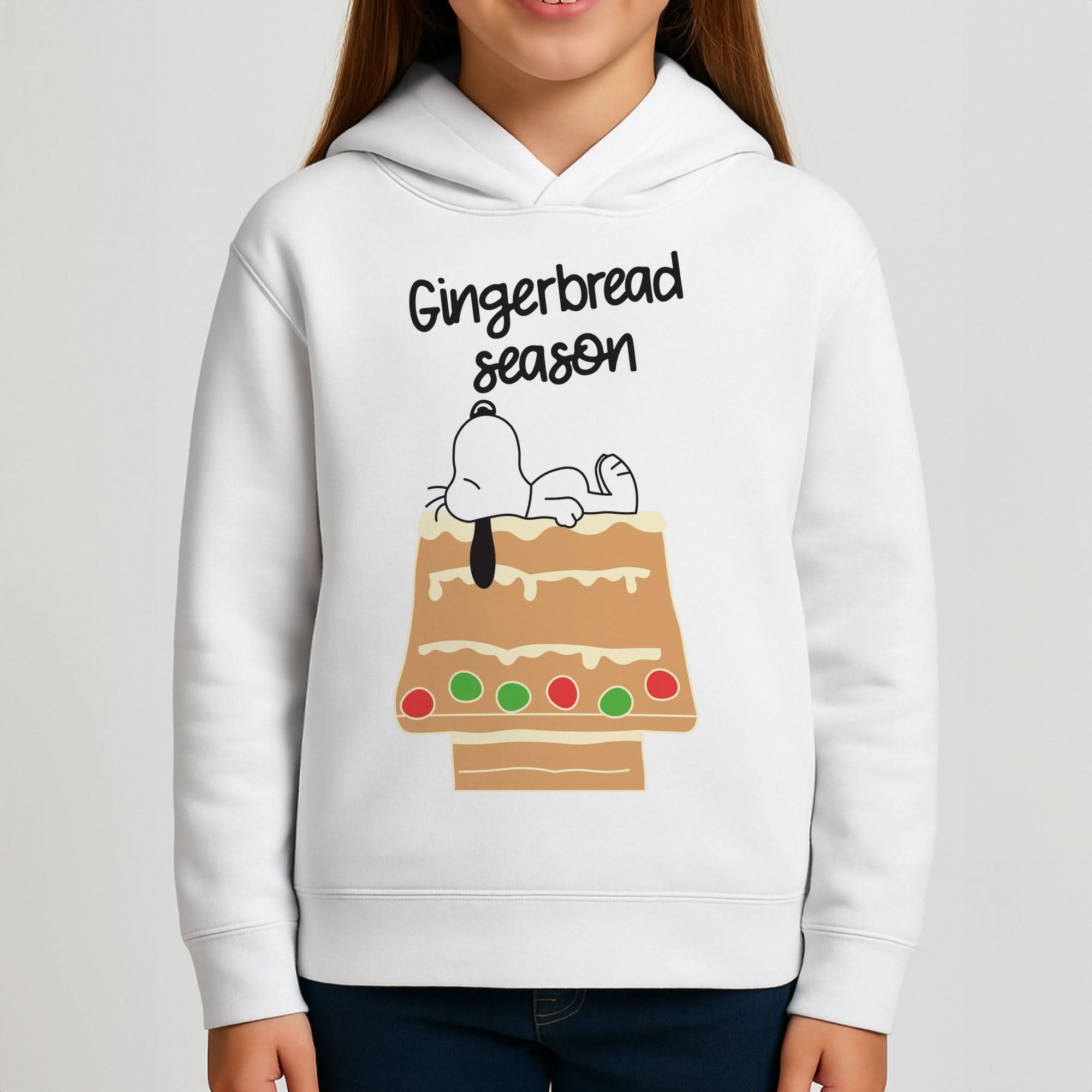 Cartoon Beagle Gingerbread House Girls Hoodie