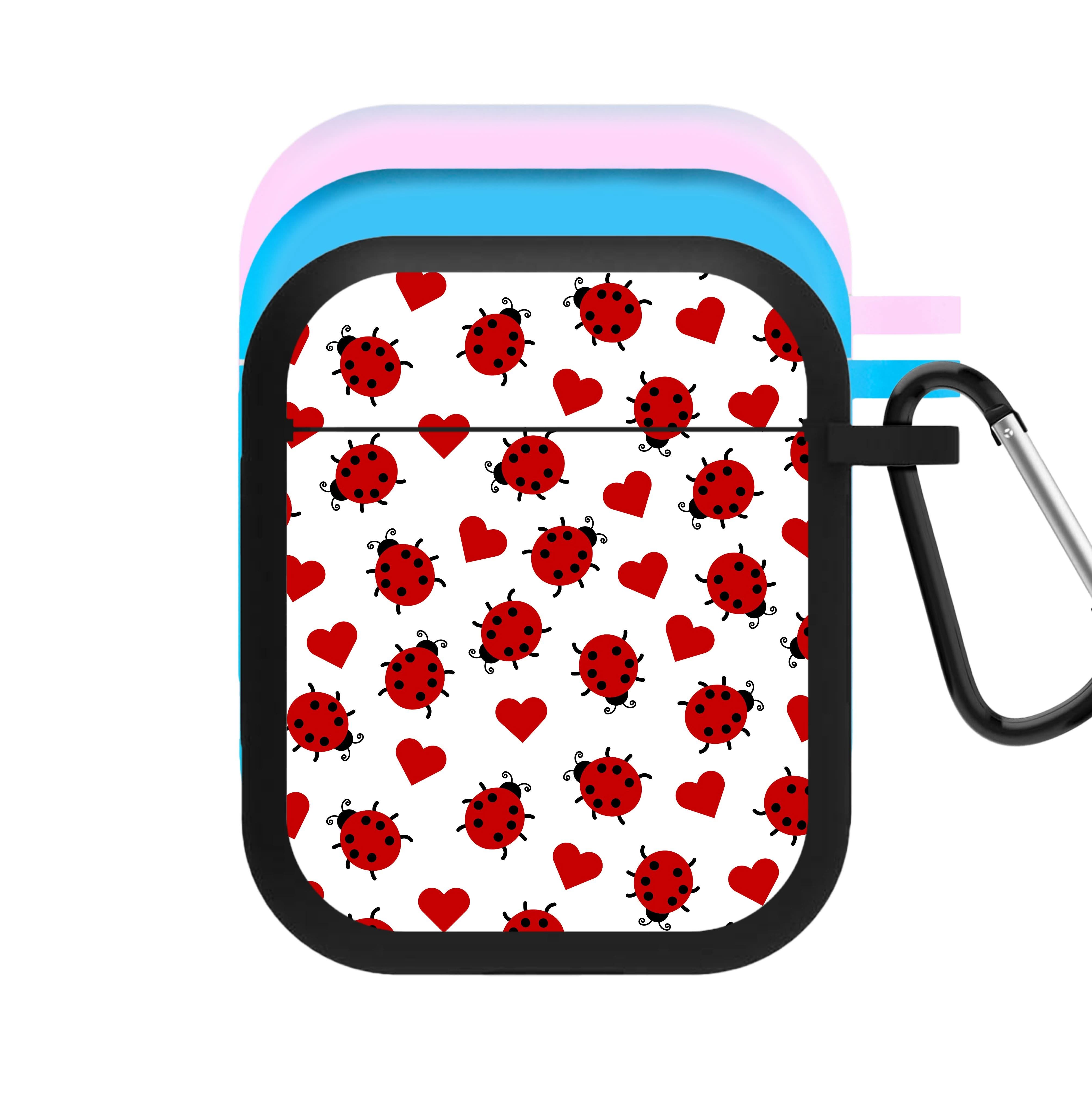 Ladybugs And Hearts Pattern AirPods Case