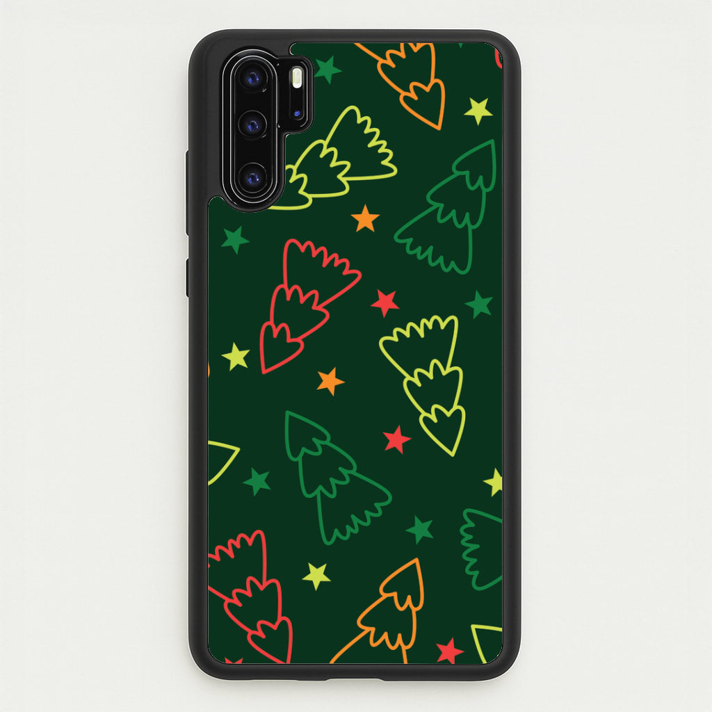 Colourful Christmas Tree Outlines Pattern Huawei P30 Pro Case