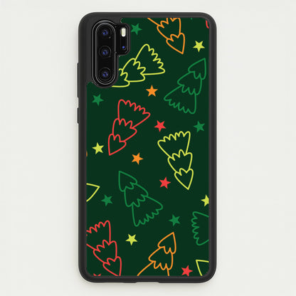 Colourful Christmas Tree Outlines Pattern Huawei P30 Pro Case