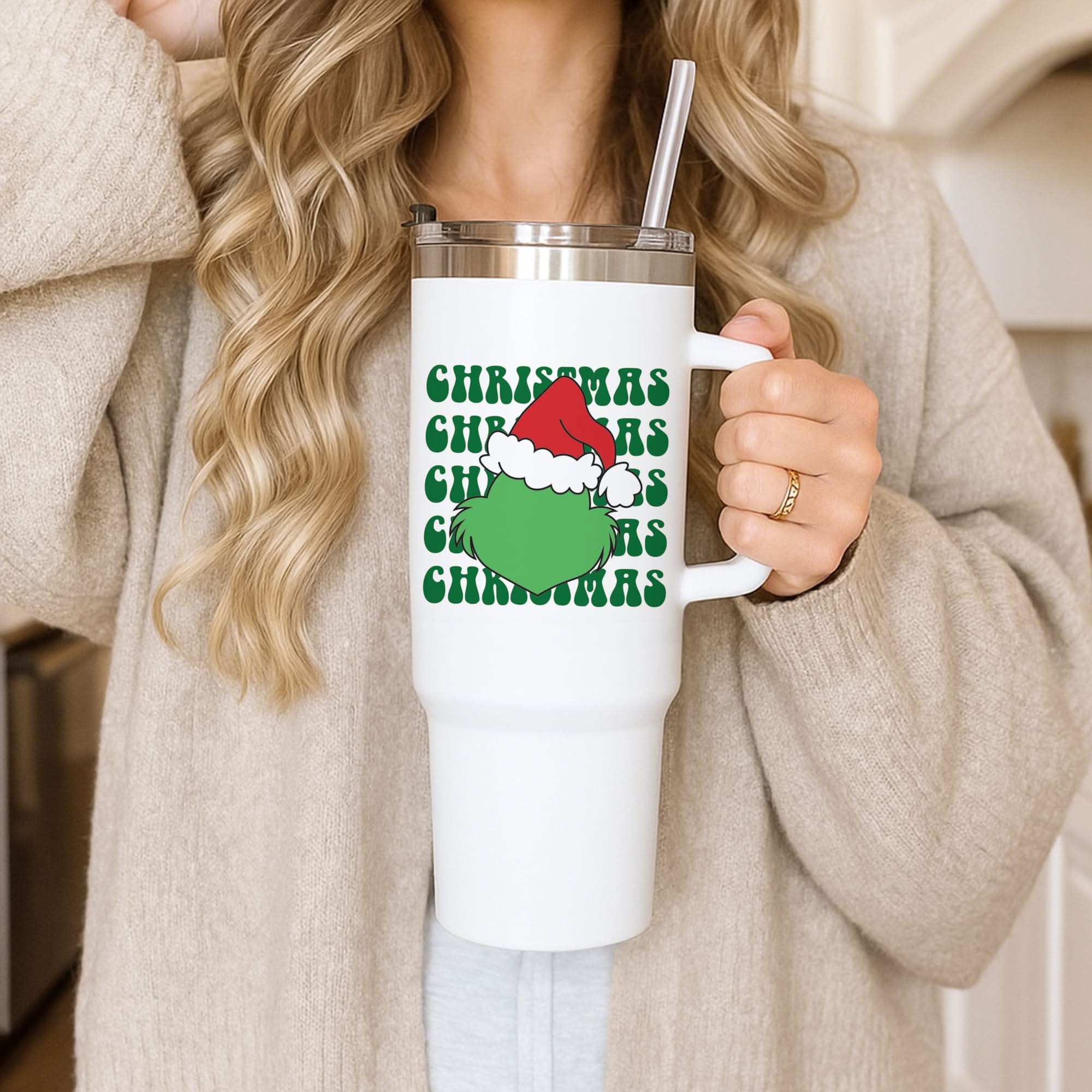 Green Creature Christmas Tumbler