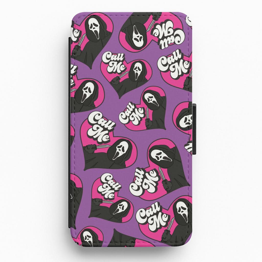 Call Me Heart Pattern Flip / Wallet Phone Case