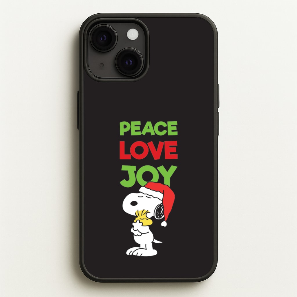 Peace, Love, Joy Christmas Cartoon Beagle iPhone 13 Case