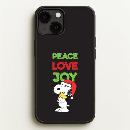 Peace, Love, Joy Christmas Cartoon Beagle iPhone 13 Case
