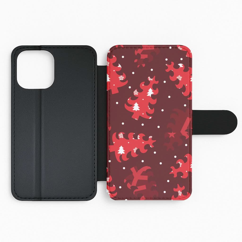 Wrapping Paper Christmas Tree Pattern Flip Phone Case