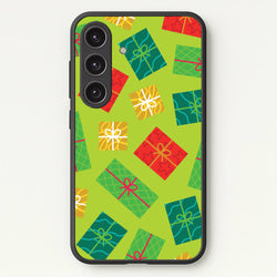 Colourful Abstract Christmas Presents Pattern Galaxy S25 Case