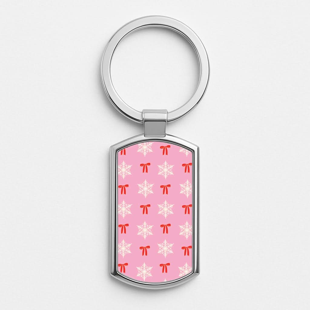 Coquette Bows And Snowflakes Pattern Luxury Keyring