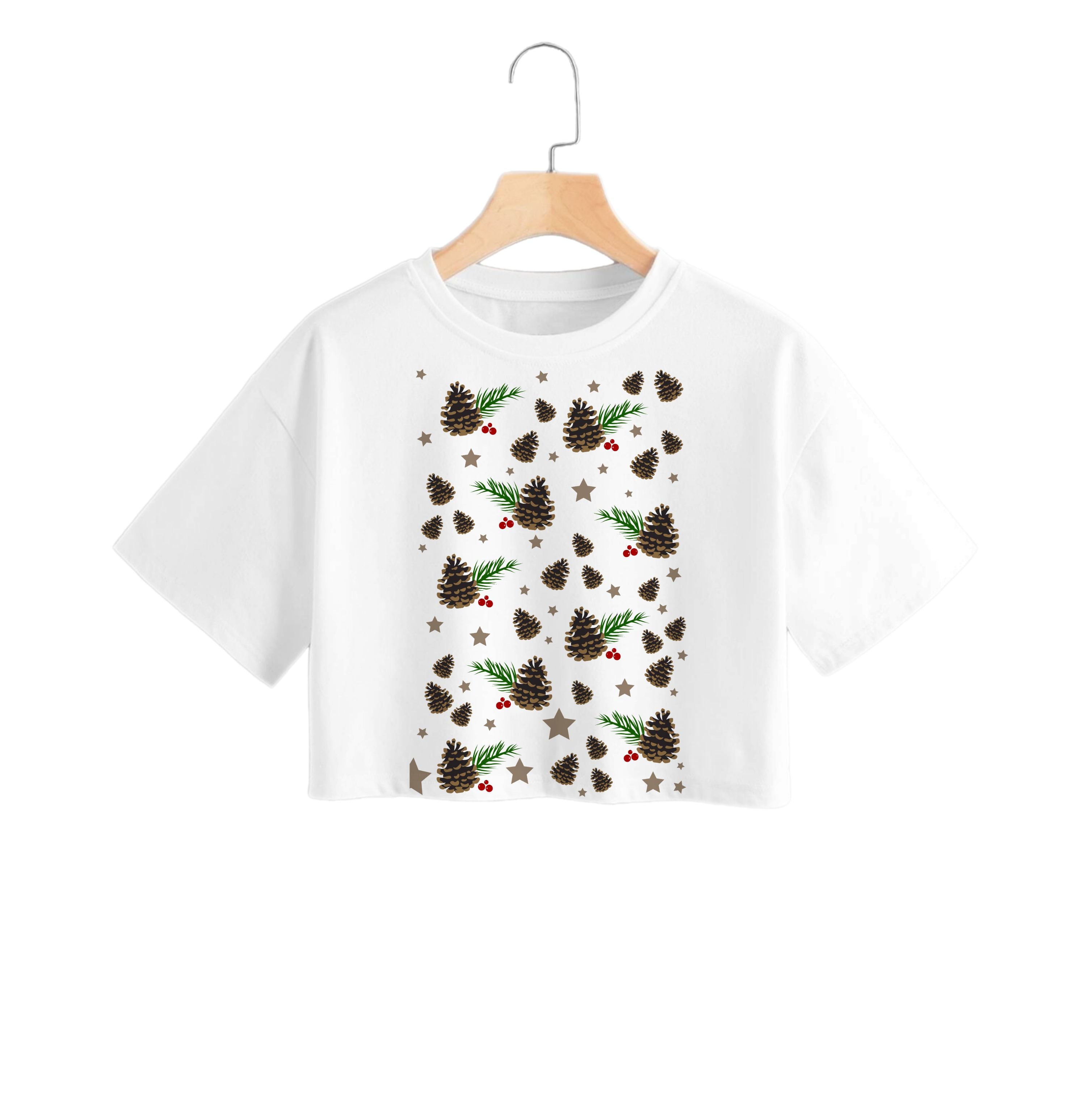 Acorn - Christmas Patterns Crop Top