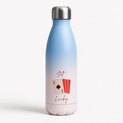 Get Lucky Set Of Cards Blue Water Bottle