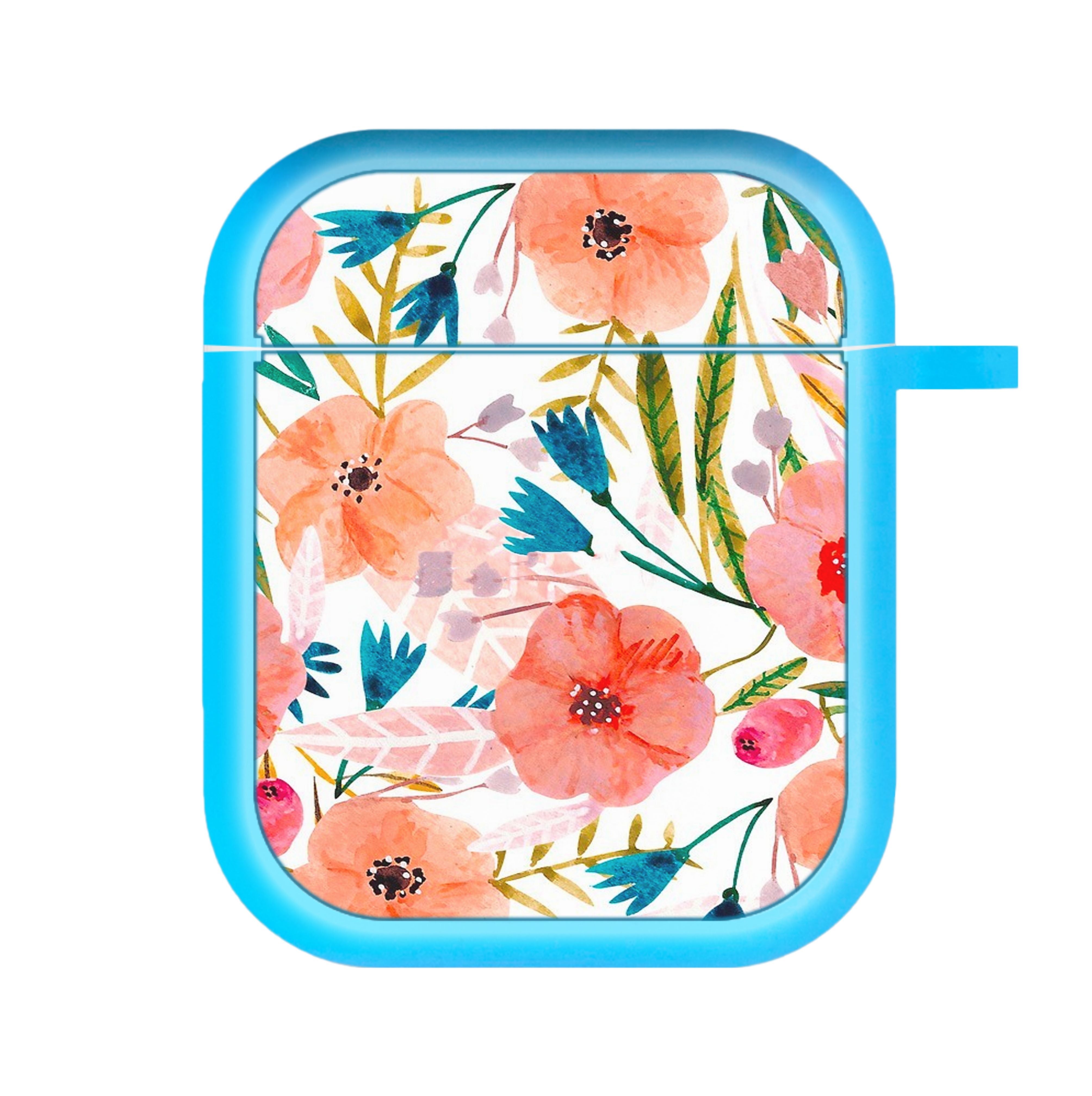 Peach Watercolour Floral Pattern AirPods Case