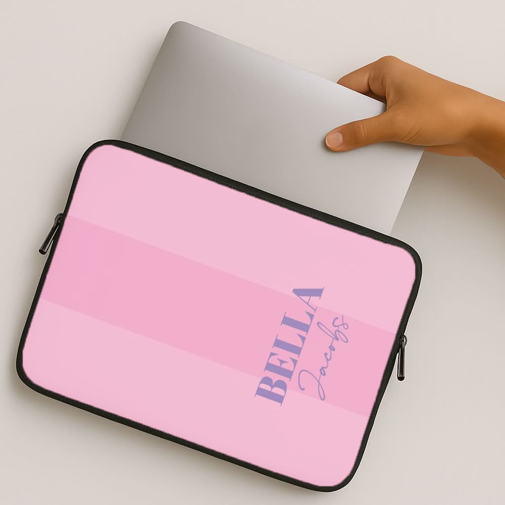 Pink Stripe Personalised Name MacBook Cover