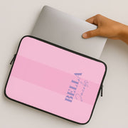 Pink Stripe Personalised Name Laptop Sleeve 2