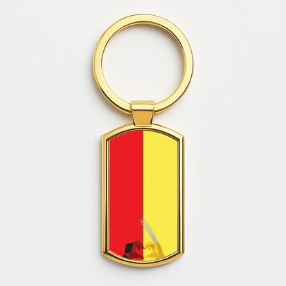 Red And Yellow Heroes Love Heart Gold Keyring