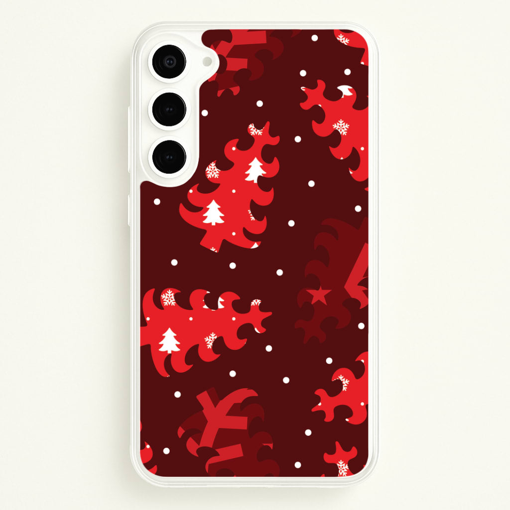 Wrapping Paper Christmas Tree Pattern Galaxy S23 Plus Case