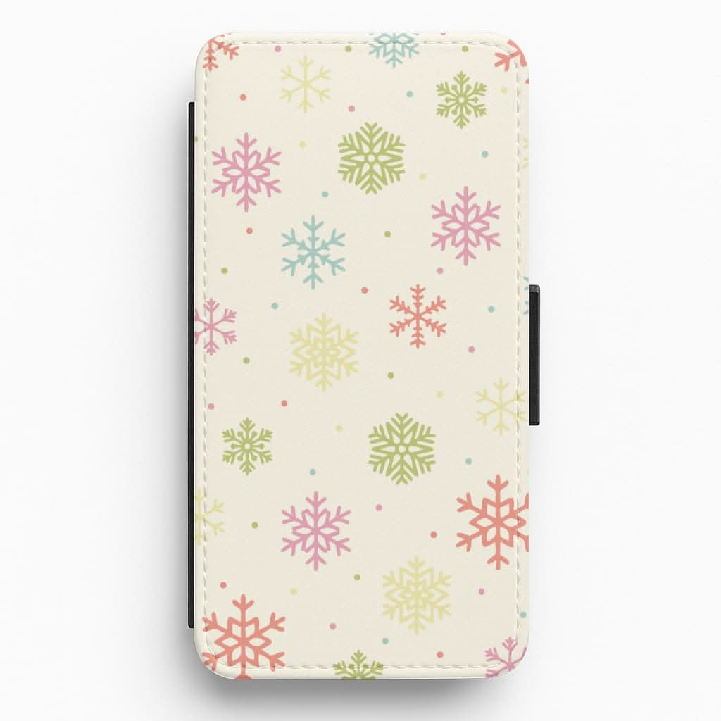 Pastel Snowflakes Pattern Flip / Wallet Phone Case