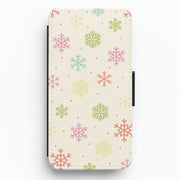 Pastel Snowflakes Pattern Flip / Wallet Phone Case 1