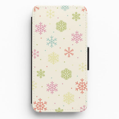 Pastel Snowflakes Pattern Flip / Wallet Phone Case